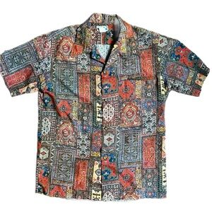 Andrade Honolulu Hawaiian ~ Men’s Size 10 ~ Vintage~ Brown Mosaic Hippy Shirt